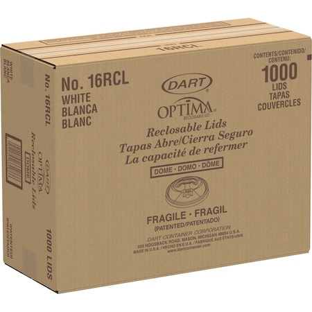 Dart Container Lid, Cup, F/12-24, We, 100Pk 10PK DCC16RCLCT